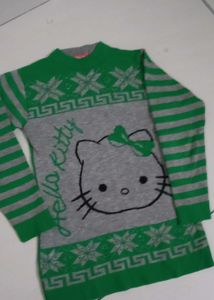 Hello Kitty Green & Gray Sweater