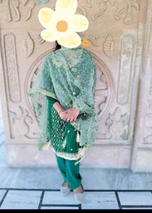 Green Colour Suit With Dupatta