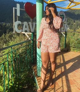 Floral Print V-Neck Romper