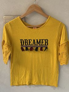 Yellow "Dreamer" T-Shirt with Tassels