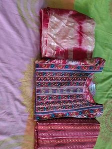 Indian Red Paisley Print Kurta Set