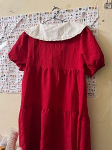Cute Red Dress with Bunny Collar