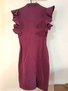 Chic Plum Ruffle Sleeve Dress
