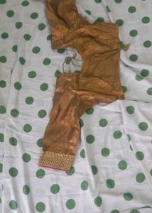 Elegant Gold Blouse with Polka Dot Fabric
