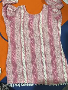 Pretty Pink Floral Striped Kurta