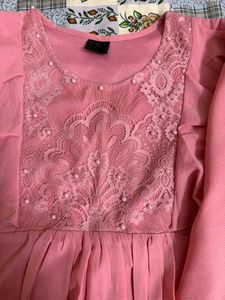 Pink Lace Detail Dress
