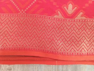 ORANGISH RED SILK SAREE