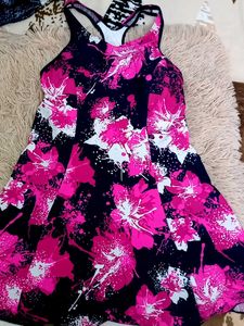 Vibrant Floral Print Tank Dress swimming suit