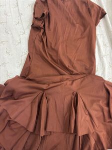 Chic Brown Ruffled Dress