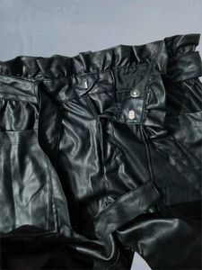 Stylish Black Faux Leather Pants Size 30-32