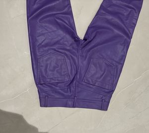 Purple Faux Leather Pants