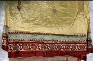 cream meroon pure silk saree
