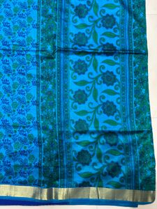 Blue Floral Print Saree