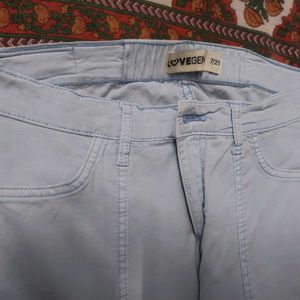 Unisex Light Blue Stretchable Casual Pant