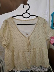 Cute Polka Dot Peplum Top