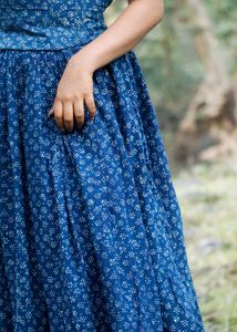 indigo block printed corset and skirt set