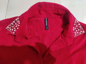Dark Red party-wear shirt