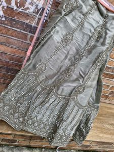 Elegant Grey Embellished Lehenga Set