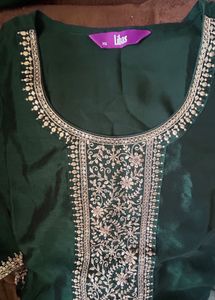 Libas Emerald Green Kurta Set with Dupatta
