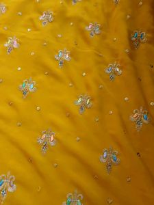 Embroidered Yellow Saree