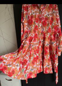 Floral Print Shirt Dress 🧡