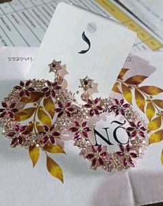 FLORAL CRYSTAL HOOP EARRINGS