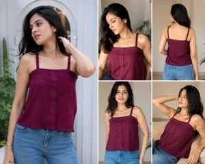 Burgundy Square Neck Cami Top
