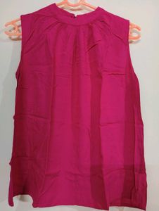 Pink Sleeveless Mock Neck Top