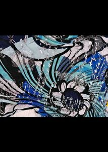 Blue Abstract Print Long Sleeve Top