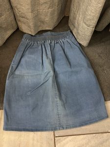 Denim Button-Front Skirt