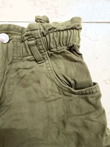 Olive Paperbag Waist Shorts