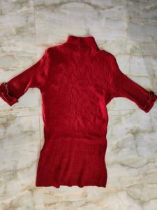 Red Ribbed Knit Top