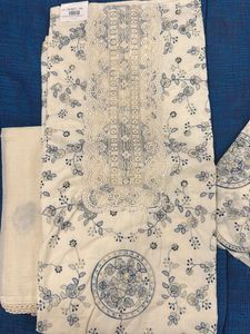 Elegant White Floral Kurta Set Piece