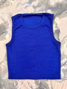 Vibrant Blue Ribbed Crop Top
