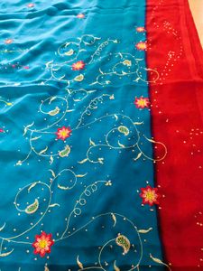 multi embroidered saree  with glitter