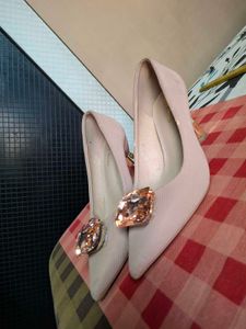 Peach Heels with Jewel Embellishment