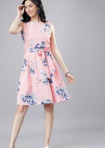 Chic Floral Print Sleeveless Dress