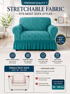 ✨🤌 Luxury Elegant Teal Sofa Cover with Ruffle Ski