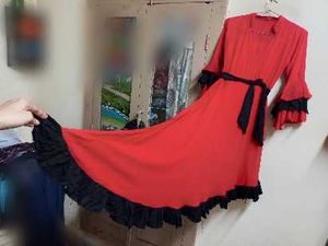 Red & Black Ruffled Ethnic top