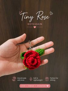 Crochet Rose Keychain
