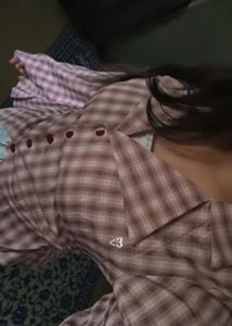 Retro Plaid Flared Sleeve Blouse(Size: Medium))