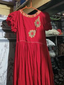 Stunning Red Embroidered Ethnic Gown