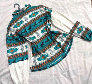 🎁Ethnic Printed Knitted Top F