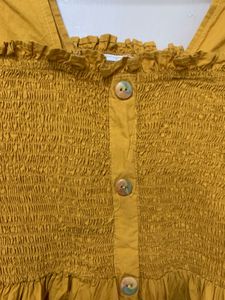 Mustard Yellow Smocked Peplum Top