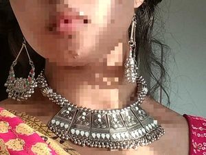 Boho Oxidized Silver Necklace Choker