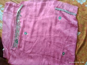 Beautiful Teal and Pink Embroidered Saree