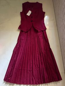 Maroon Pleated co-ords set