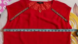 Madame Women  Red Solid Layered Top