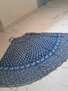 Bohemian Blue Printed Maxi Skirt