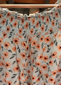 Cute Floral Off-Shoulder Smocked Top